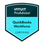 QuickBooks Workforce Certification badge (exam-based, issued by Intuit)
