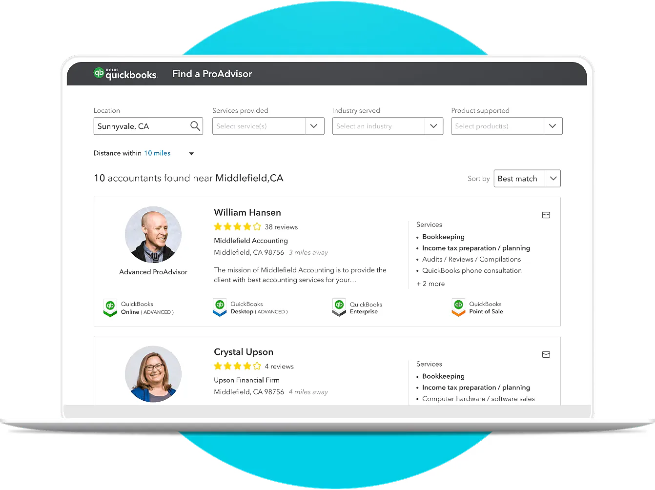 Accounting dashboard with financial tools